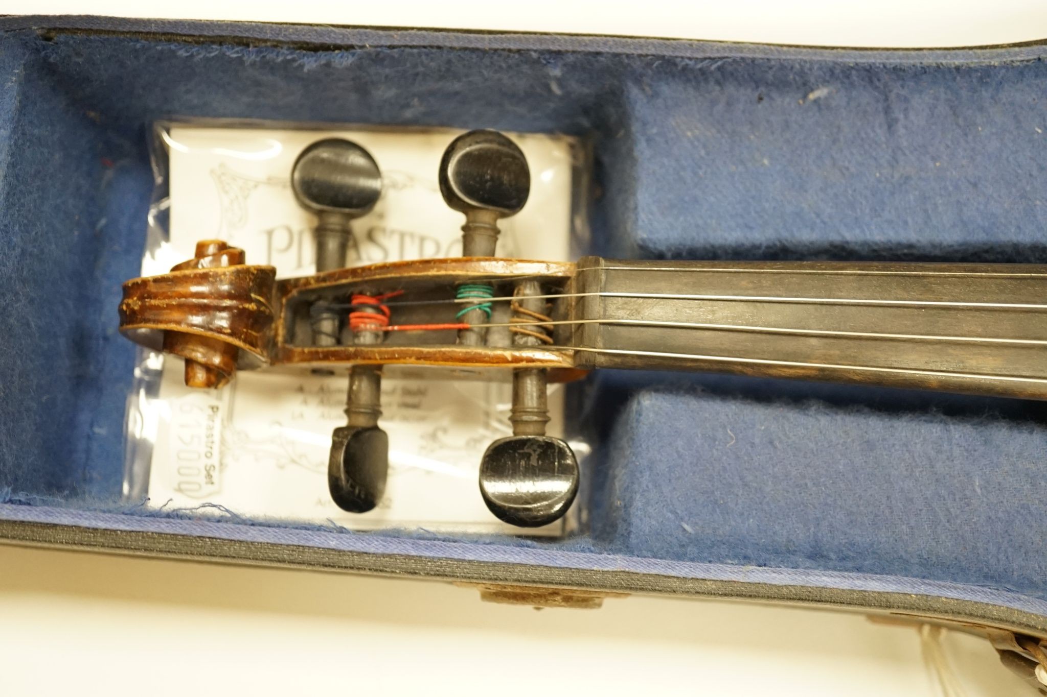 A Maidstone violin, with bow, cased., violin 59 cms high.